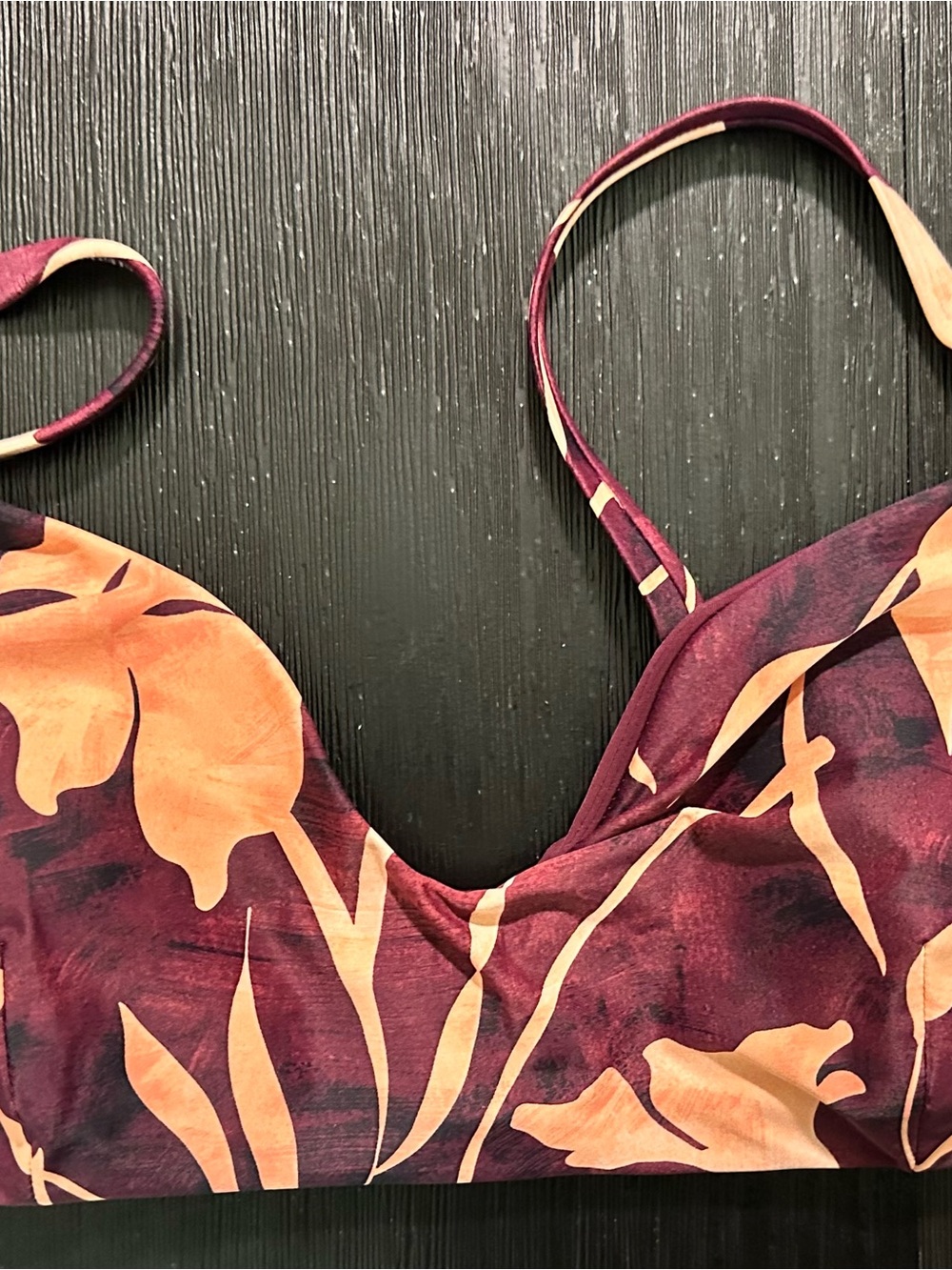 Andie x Lands' End Collaboration Floral Bikini Top in Maroon and Peach